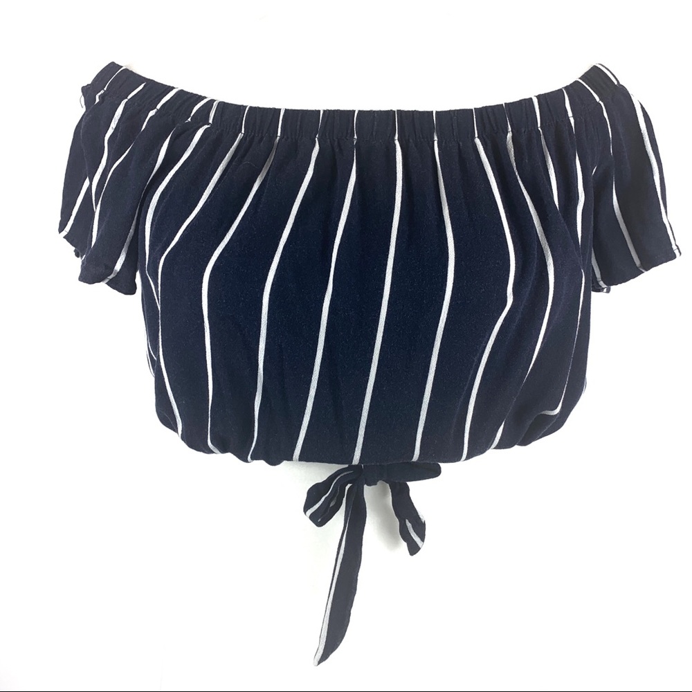 LA hearts cropped off the shoulder top